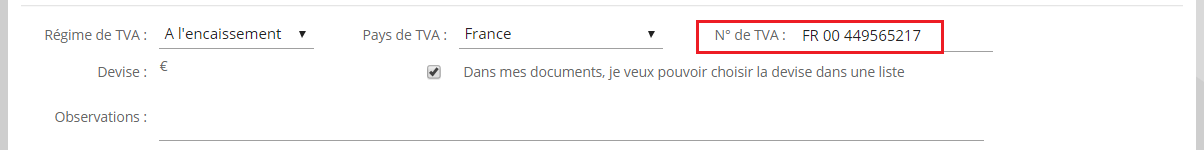 numéro de tva intracommunautaire