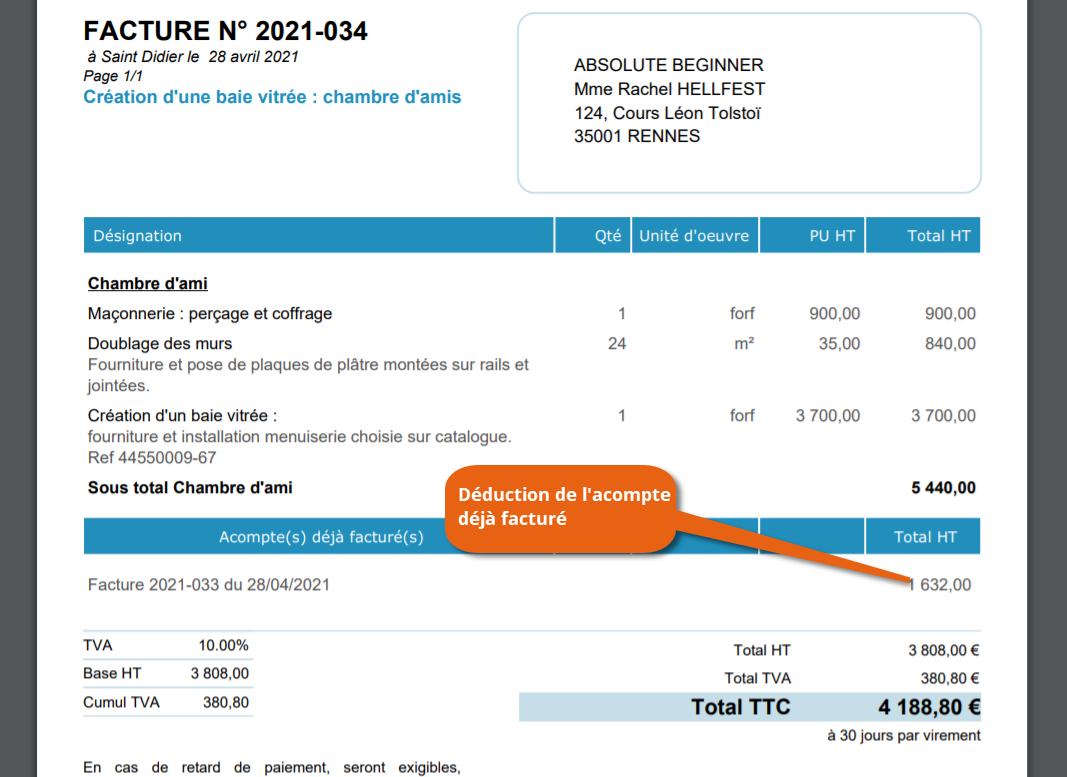 exemple facture de solde